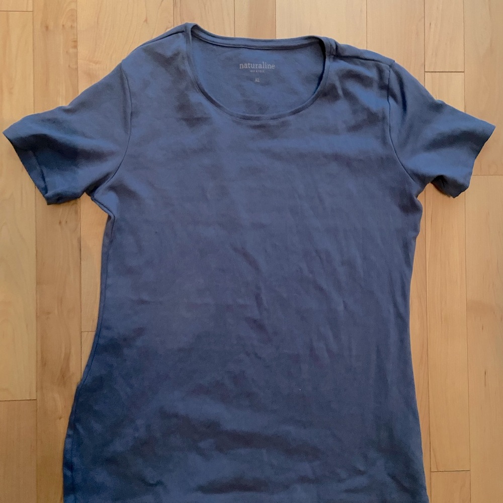Naturaline, Organic cotton soft women’s t-shirt, size XL, blue.